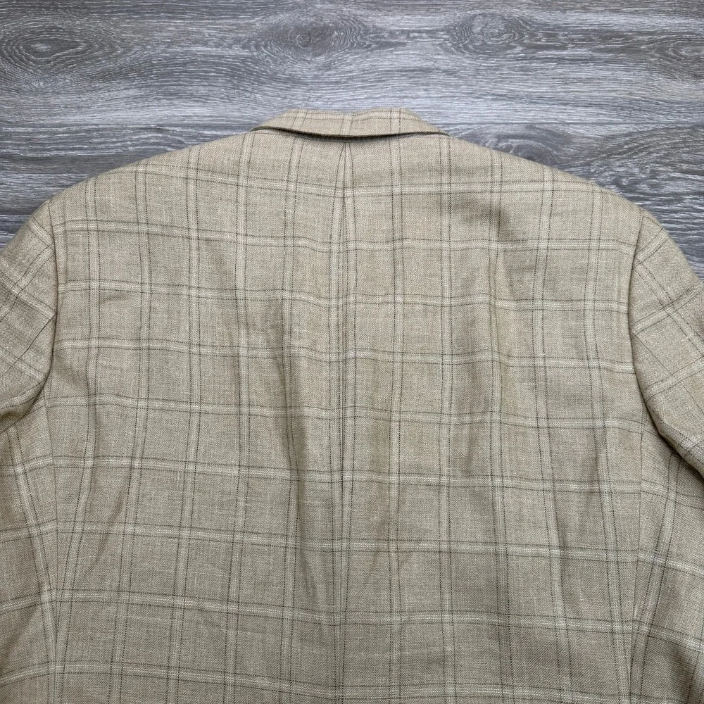 VTG Hugo Boss Sport Coat Mens 48R Beige Neiman Marcus Silk Linen Wool USA Made